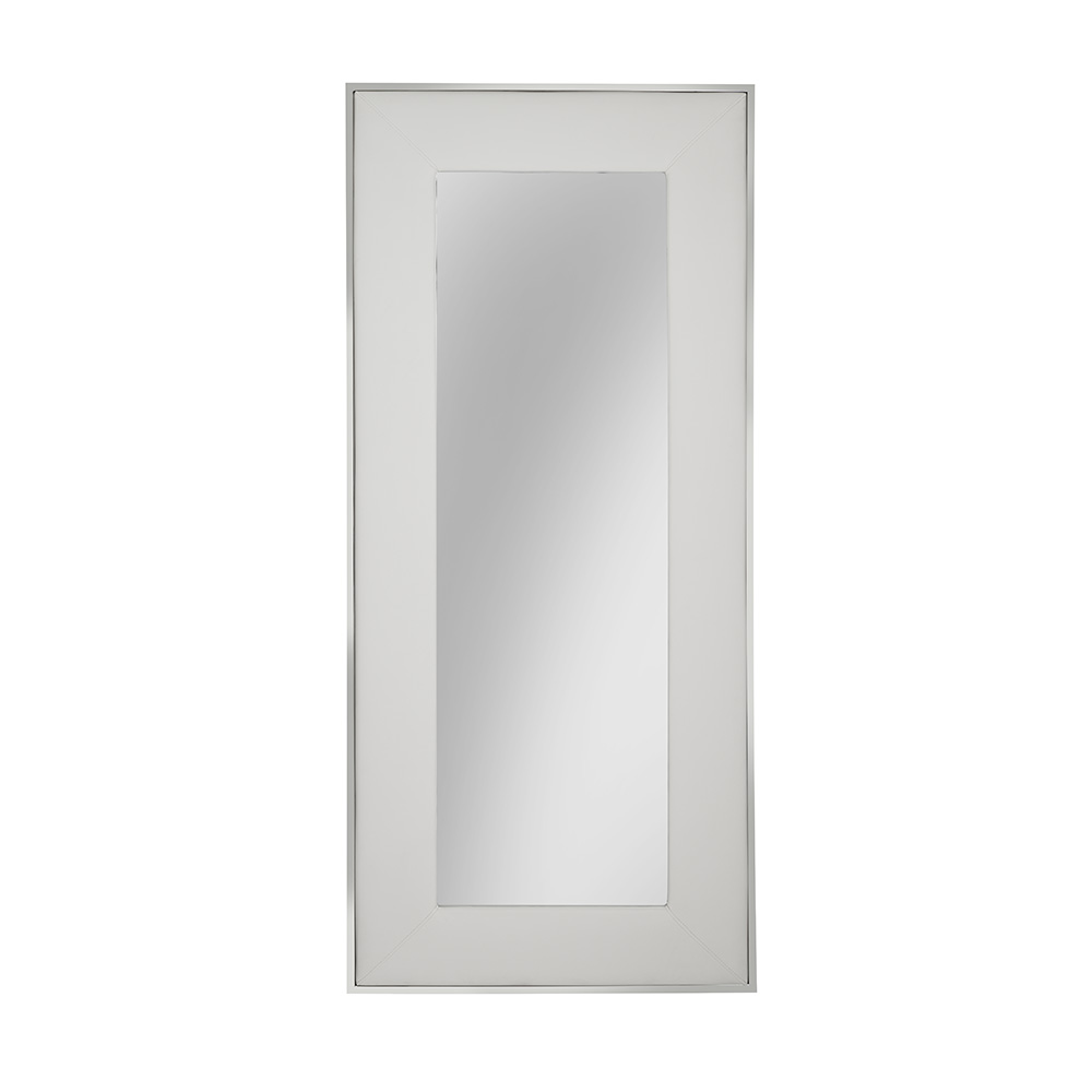 Elaganza Floor Mirror: White Leatherette